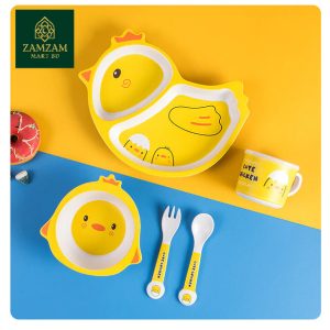 Baby feeding bowl with Bamboo Fiber spoon and Bamboo Fiber straw