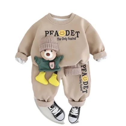 Boys’ Winter Plush Thickened Sweater Two Piece Set baby clothes (Copy)
